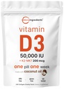 Micro Ingredients Vitamin D3 50.000 IU + K2 MK-7 200 mcg, 240 Softgels | Virgin Coconut Oil | 2-in-1 Knochen, Immun- & Herz-Unterstützung | Einfach zu schlucken, Non-GMO
