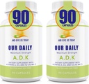 Unsere tägliche Vites ADK-Ergänzung - Vitamin A, D3 & K2 (als MK7) - Knochen, Immunsystem-Unterstützung - Hohe Potenz Vitamine mit nicht GMO-Zutaten - Glutenfrei, Soja freie Gemüsekapseln 180 CT