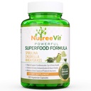 NutreeVit Pure 100% Bio Spirulina + Chlorella + Wheatgrass - Energie Booster, Immununterstützung, Leistungsstarke Superfood Antioxidationsmittel - Veggie Kapseln | 500mg
