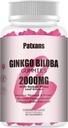 1 Pack 2000mg Ginkgo Biloba Gummies - Ginkgo Biloba Suppléments pour le soutien de la santé du cerveau, améliorer l'humeur et la concentration, l'énergie, les adultes, le goût de fraise, 60 comtes