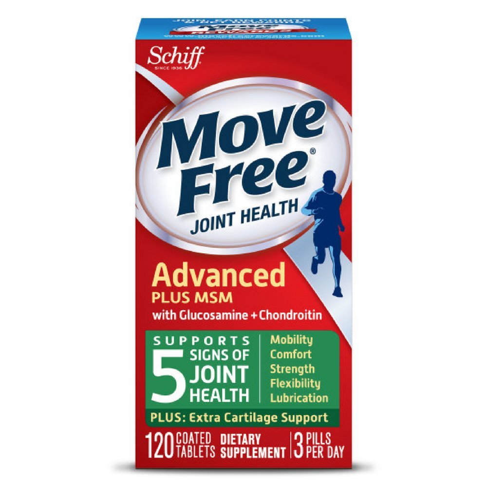 Move Free Advanced Plus MSM, 120 Tabletten - Joint Health Supplement mit Glucosamin und Chondroitin (Pack von 4)