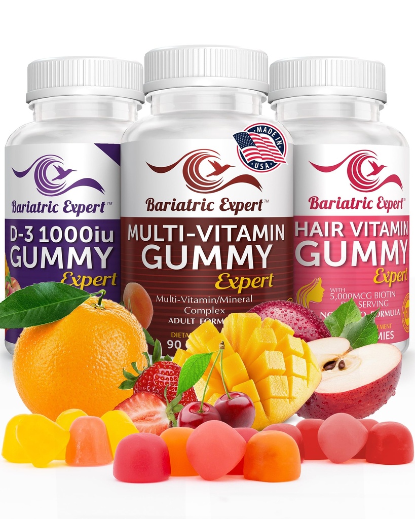 Bariatric Multivitamin 3 Pack, Multivitamin Gummy 90 Chews. - D3 Gummies 90 Chew - Haar Vitamin Gummy 60 Chews.