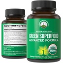 Bio Super Greens 150 Capsules - Supplément de jus vert avec 25 ingrédients biologiques naturels. Max Energy et Detox Super Food Pills avec Spiruline, Épinards, Kale, Turmeric, Probiotiques