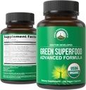 Bio Super Greens 150 Capsules - Supplément de jus vert avec 25 ingrédients biologiques naturels. Max Energy et Detox Super Food Pills avec Spiruline, Épinards, Kale, Turmeric, Probiotiques