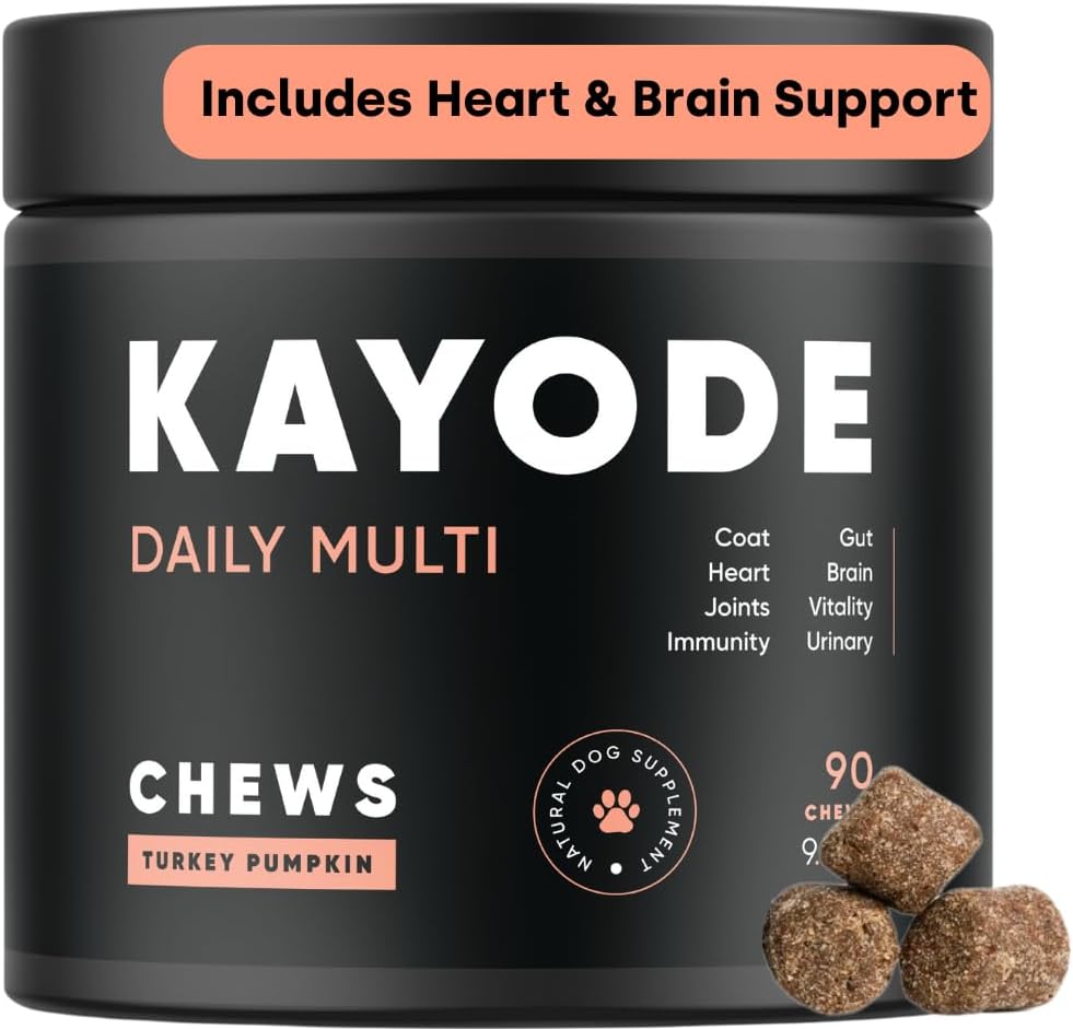 Kayode Daily Multi - Hund Multivitamin & Superfood Chew. Füllen Sie Nährstoff Gaps. Hilft Gelenke, Verdauung, Herz, Gehirn, Urinary &amp; More. Fügen Sie Nährstoffe Hundefutter Misses. Toll für Welpen Too.