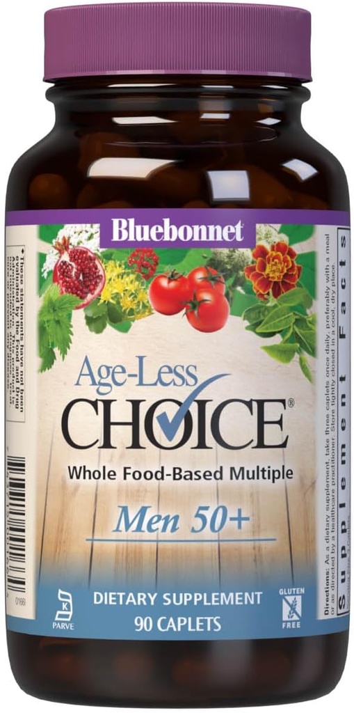 Bluebonnet Nutrition Age-Less Choice Whole Food-Based Multiple für Männer 50+ Caplets, 90 Count