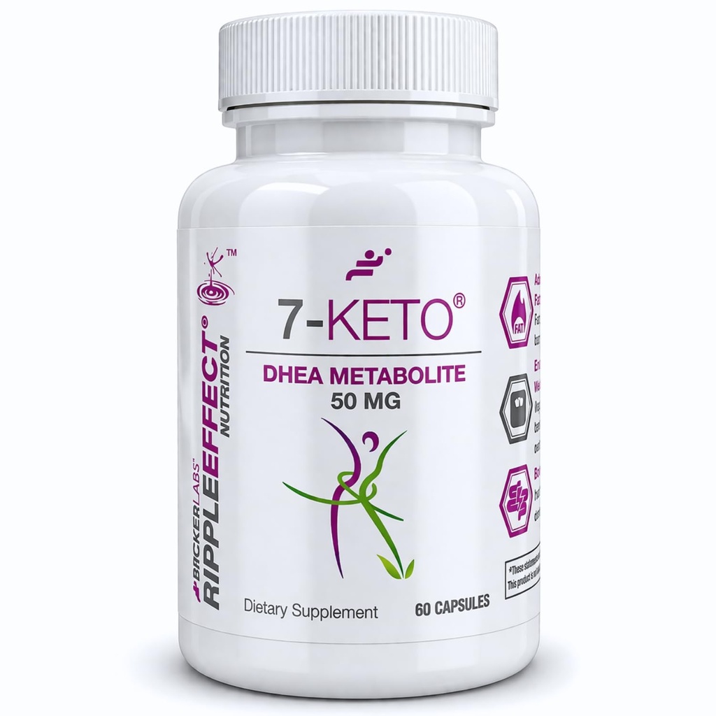 Bricker Labs 7-Keto DHEA Métabolite 50 mg Complément alimentaire pour le soutien métabolique et l'équilibre énergétique, 60 capsules