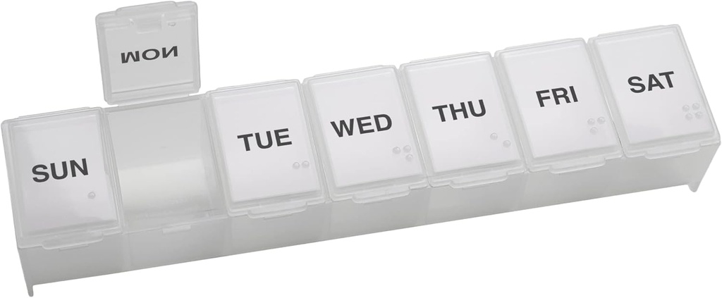 EZY DOSE Weekly (7-Day) Tägliche Pille Fall, Medizin Planner, Vitamin Organizer, Ergänzungsbehälter, bequem und einfach zu bedienen, große Komponenten, Reisen freundlich, klar, Made in the USA, BPA Free