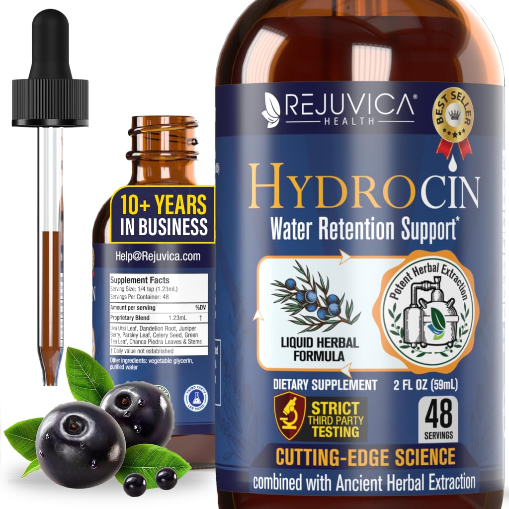 Hydrocin - Advanced Diuretic Water Retention Support Supplement - Flüssige Lieferung für bessere Absorption - Dandelion, Uva Ursi, Juniper Berry, Celery Seed, Grüner Tee &amp; Mehr!