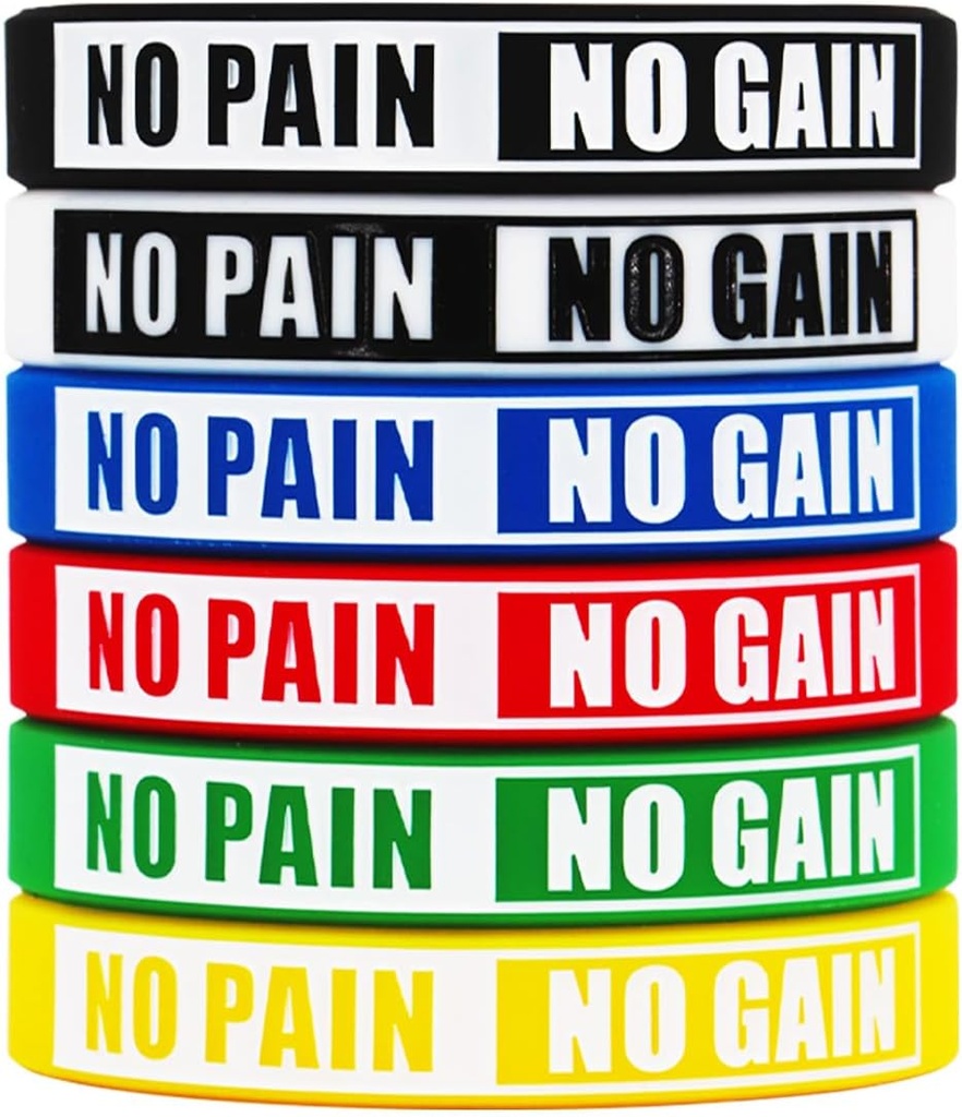 Pas de douleur Pas de gain Bracelets Motivational Bulk Inspirational Silicone Bracelets de fitness Stretch Unisexe Bracelets de sport pour adolescents Hommes Femmes