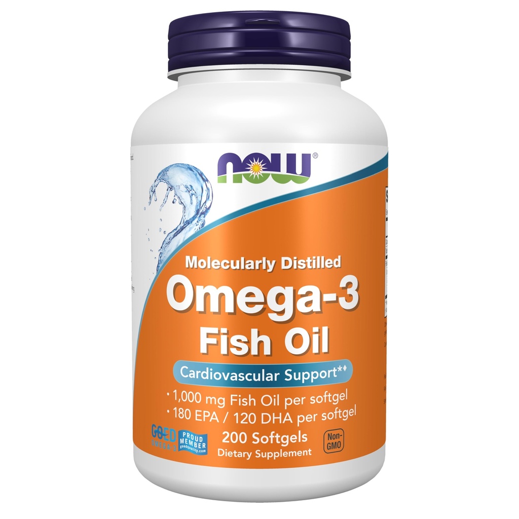 JETZT Nahrungsergänzungsmittel, Omega-3 180 EPA / 120 DHA, Molecularly Distilled, Cardiovascular Support*, 200 Softgels