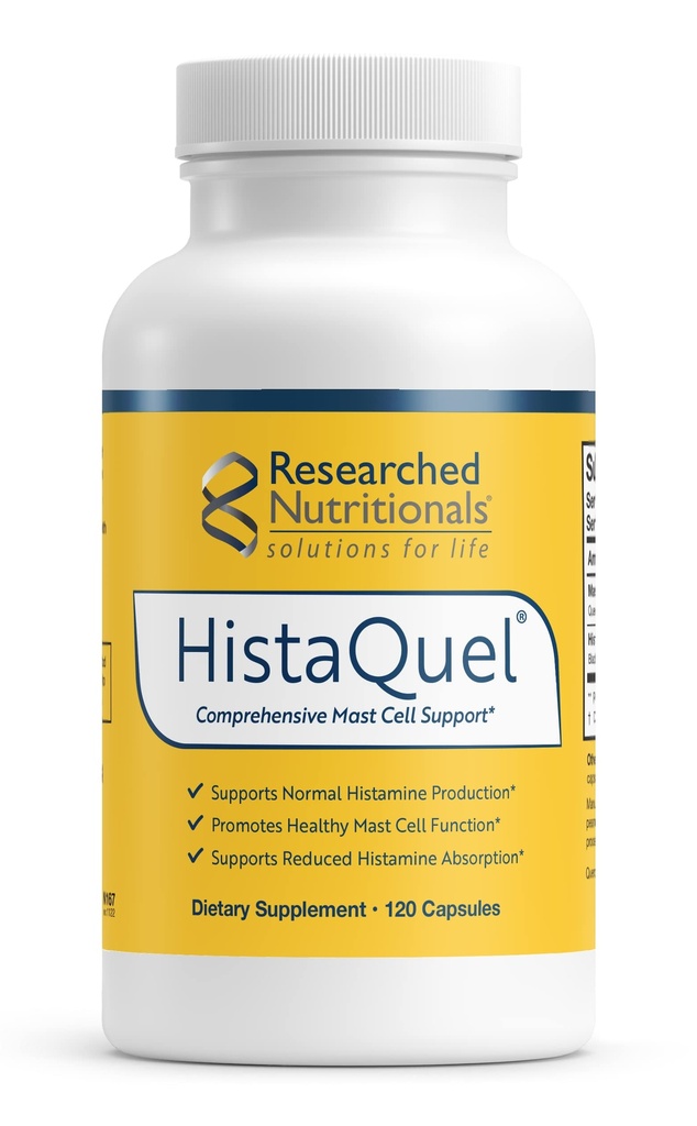 Researched Nutritionals HistaQuel - Dual-Action Histamin & Mast Cell Support Formula - Klinisch untersuchte Flavonoid & Kräuterformel mit Stinging Nettle & Black Cumin Seed Oil, 120 Kapseln