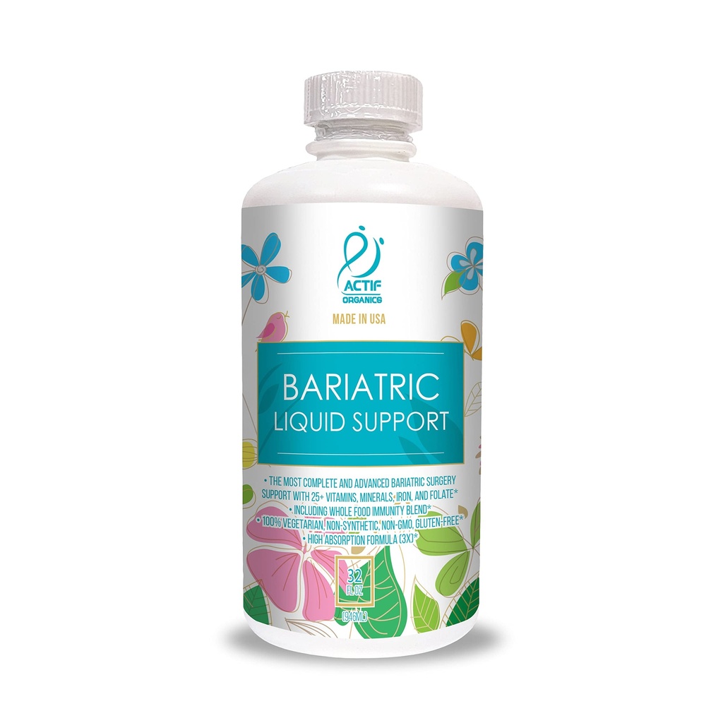 ACTIF Organic Bariatric Liquid Multivitamin with 25+ Organic Vitamins and Minerals for Bariatric Surgery, Advanced Formula - 90 count Pack of