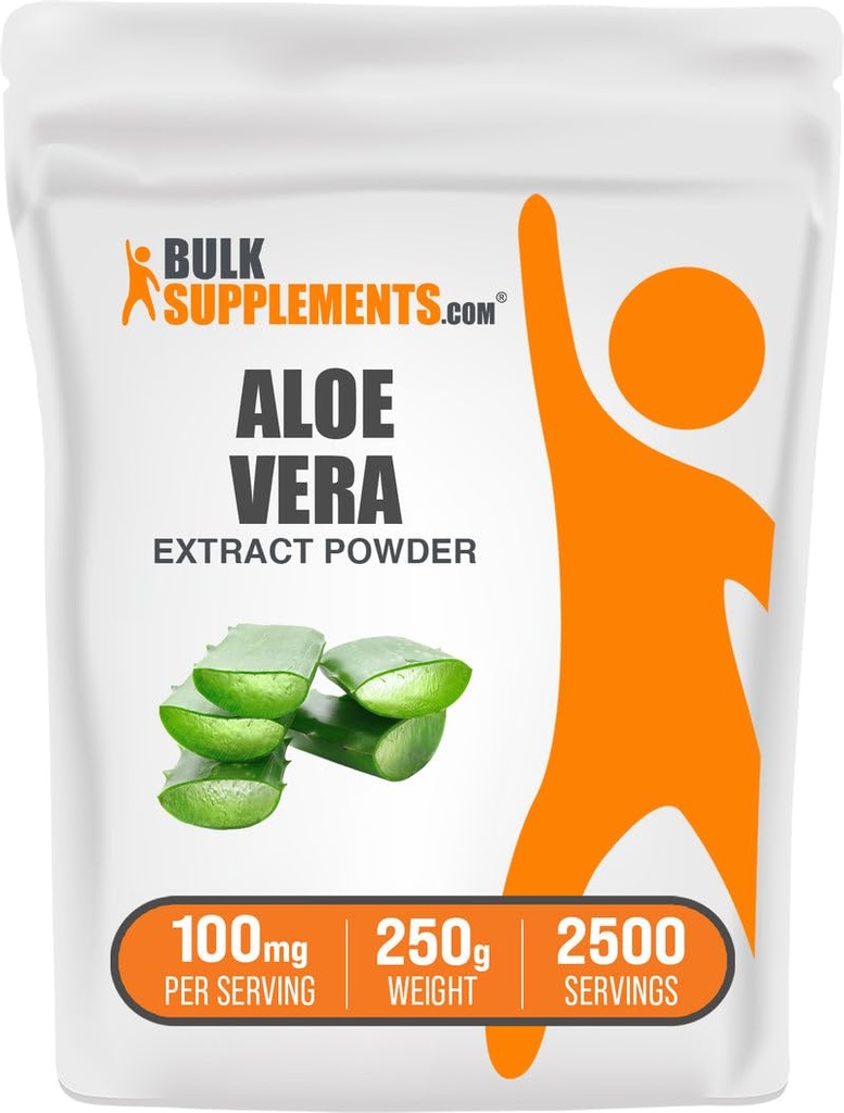 BulkSupplements.com Aloe Vera Extract Powder - Aloe Vera Supplement, Kräuterergänzung - Vegan & Glutenfrei, 100mg pro Servierung, 250g (8.8 oz) (Pack von 1)