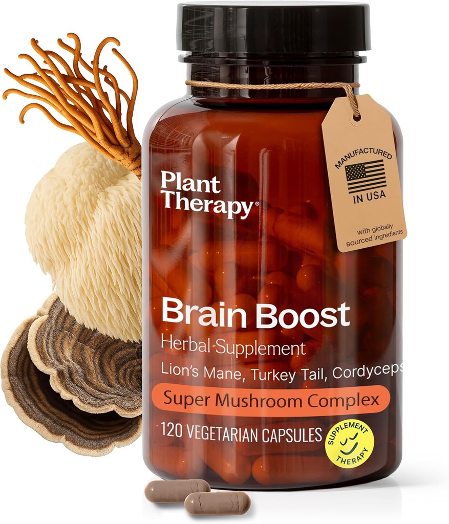 Pflanzentherapie Lion's Mane Capsules Hergestellt in USA 4 Monat Versorgung mit Türkei Tail und Cordyceps Unterstützt Memory Focus Ergänzungen für Frauen und Männer Brain Boost 120 Vegetarische Kapseln