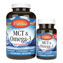 Carlson - MCT & Omega-3, Huile de coco, Acides Capryliques & Capric, EPA & DHA, Production d'énergie, Fat Metabolism & Cerveau Health, 120+30 Softgels