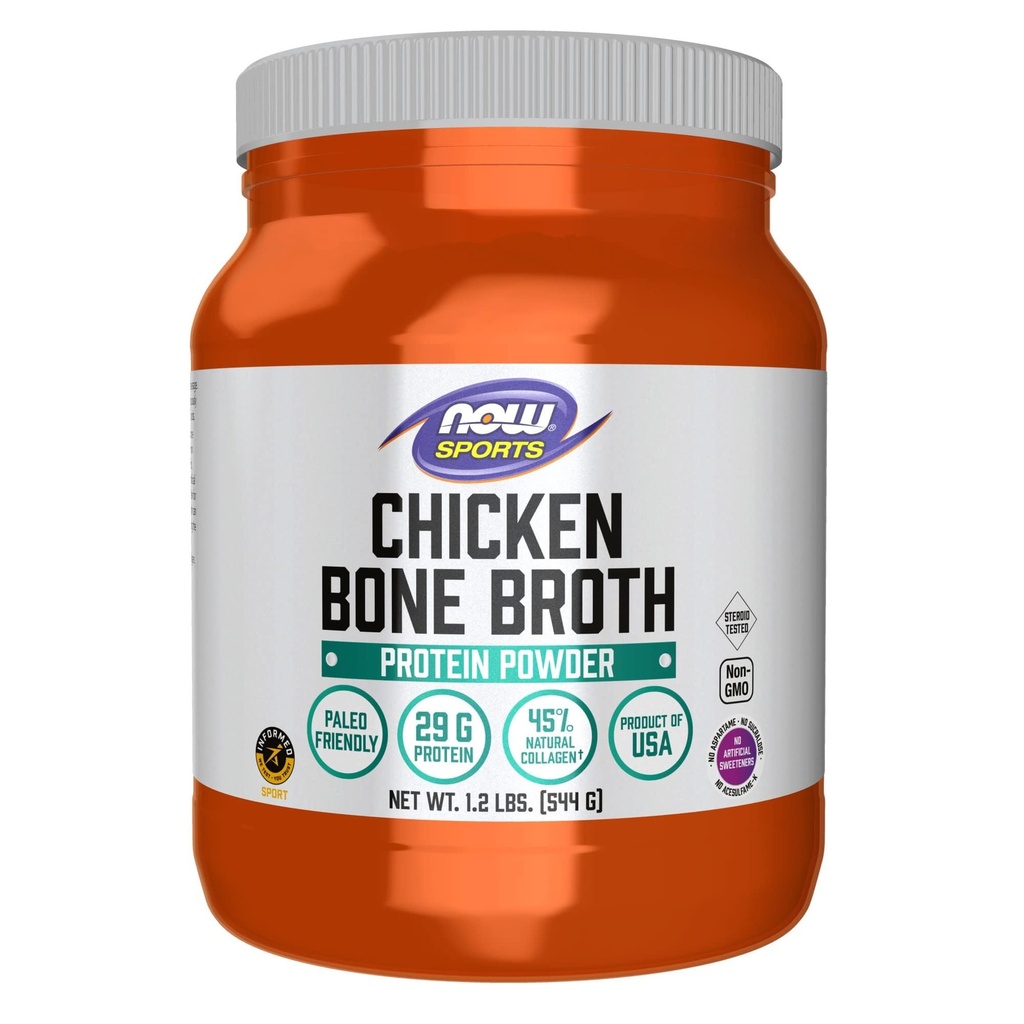 NOW Foods Sports Nutrition, Chicken Bone Broth Powder mit Premium-Quality Chicken Bone Extract, 1.2-Pound