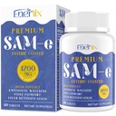 1200 MG SAM e Supplément pour le cerveau, l'humeur, les articulations et le foie, haute absorption SAM-e (S-Adenosyl-L-Méthionine) avec CoQ10, 5-HTP, enrobé entérique 60 comprimés, végétalien