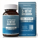 L Méthylfolate 7,5mg plus Méthyl B12 - Forme active 5-MTHF, supplément MTHFR - Folate méthylé prêt à circuler + B12 Cofacteur - Supports Mood, Homocysteine Méthylation, Cognition (60 Capsules)