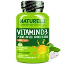 NATURELO Vitamine D - 5000 UI - Plante à base de lichen - Supplément naturel D3 pour système immunitaire, os, santé articulaire - Haute puissance - Vegan - Non-OGM - Sans gluten - 180 capsules