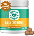 Doggie Dailies Cognitive Puppy Chews, Vitamine mit DHA, Selen, Organic Ashwagandha & Antioxidants zur Unterstützung der Gehirngesundheit, Nervous System Function & Promote Calmness (Peanut Butter) 120 Soft Chews