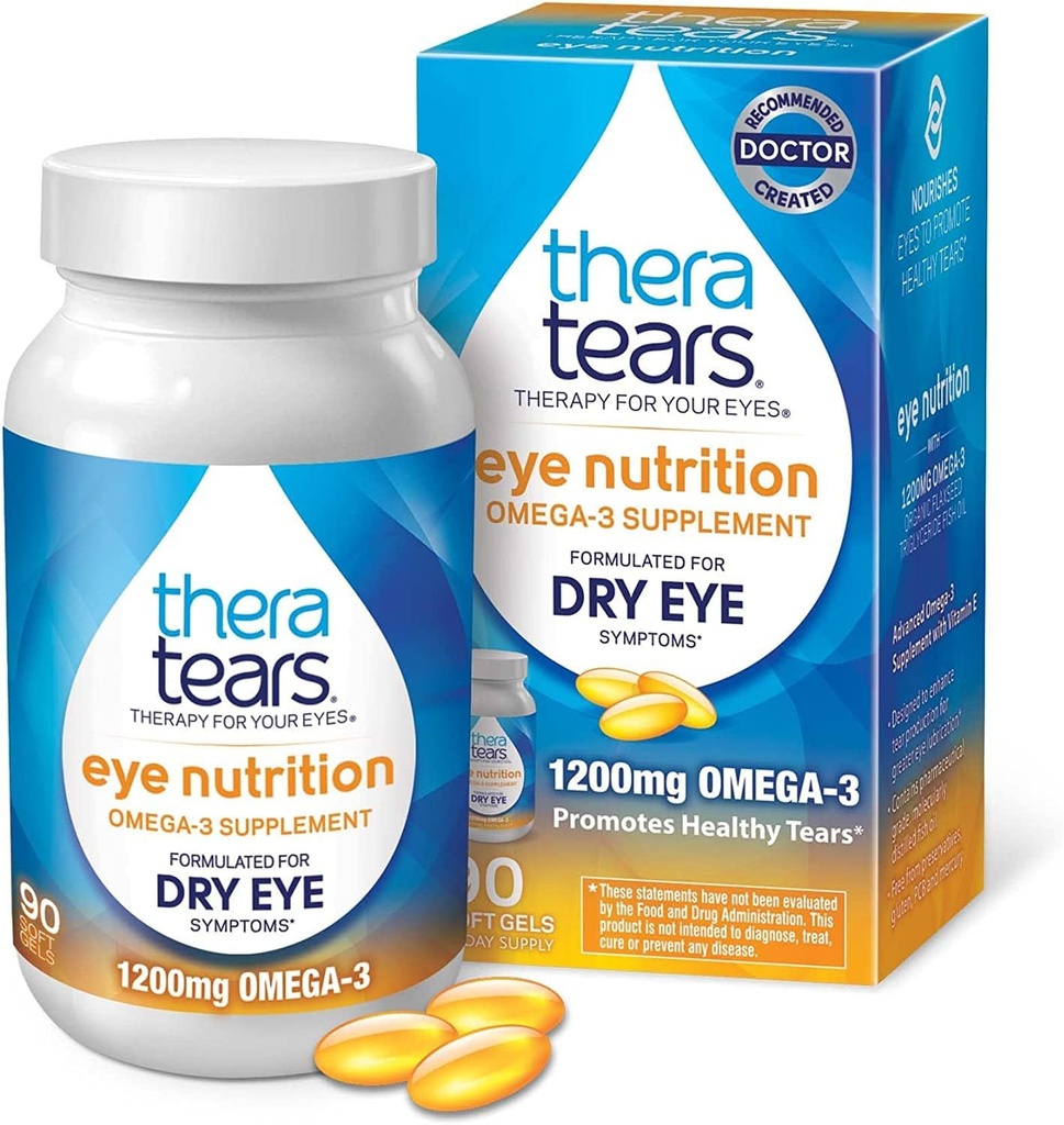 Thera Tears Nutrition Omega-3 Supplément Capsules d'aval facile - 90 CT
