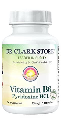 Dr. Clark Vitamin B6 Supplement – 230mg, 21 Tapioca Kapseln, unterstützt Energiemetabolismus und Nervensystem Gesundheit