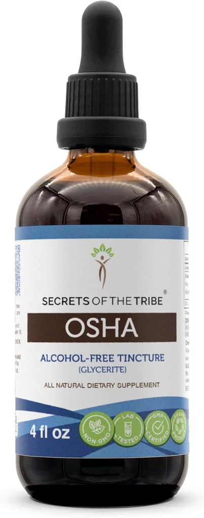 Secrets of the Tribe OSHA Alkoholfreier Flüssigextrakt, verantwortungsvoll bewirtschaftet OSHA (Ligusticum porteri) Getrocknete Wurzel 4 FL OZ