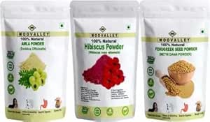 Combo bio Getrocknete Amla, Hibiscus und Methi (Fenugreek) Pulver (je 100 Gramm/3.5 Unze) Hyllanthus Emblica Hibiscus Rosa-Sinensis Trigonella Foenum-Graecum