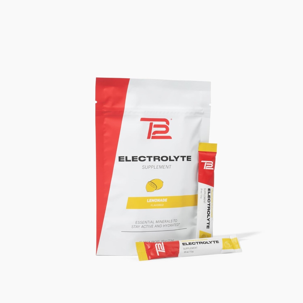 TB12 Electrolytes Powder Packets Lemonade – Mineral-Rich Electrolyte Powder for Fast Hydration by Tom Brady - Natural, Low Sugar, Vegan, Gluten-Free, Easy to Mix - 15 Stickpacks