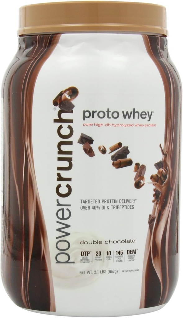 Power Crunch Whey Protein Powder, Mit Aminosäuren, Protein Shakes mit köstlichem Geschmack, Doppelschokolade, 2.1 LB