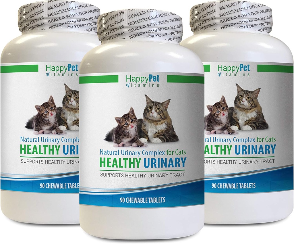 supplément UTI chat - CAT Complexe urinaire sain - Solution UTI - Formule naturelle - Anti - chat Incontinence urinaire - 3 bouteilles (270 comprimés)