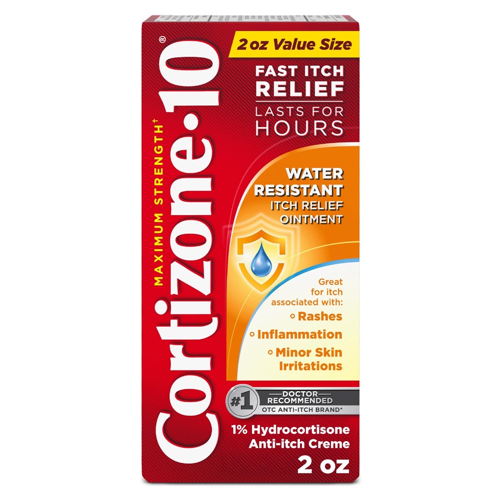 Cortizone-10 Maximale Stärke Wasserbeständige Itch Relief Salbe, 1% Hydrocortison, Fast-Acting, Anti-Itch Creme für Bug-Bites, Rash, Eczema, Psoriasis, Gift Ivy, Eiche, Sumac & More, 2 Unze