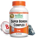 Botanische Wahl Super Boron Complex (3mg) - Fördert Knochen & Prostata Gesundheit durch Stoffwechsel Calcium & Magnesium - 3 Formen Boron für Männer & Frauen (90 Kapseln)
