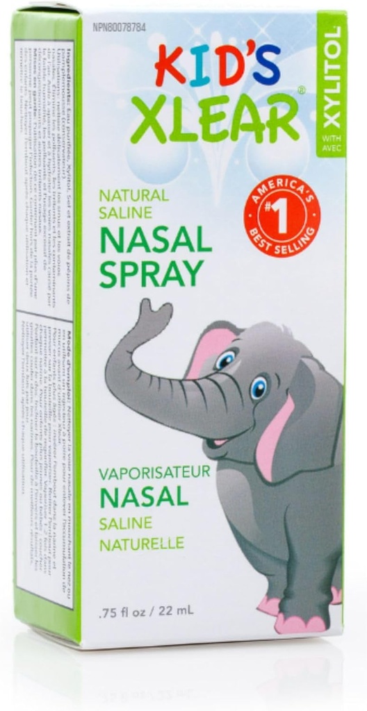 Xlear Natural Xylitol Saline Nasal Spray für Kinder - Daily Decongestant, Nose Moisturizer, 0.75 fl oz (Pack mit 1)
