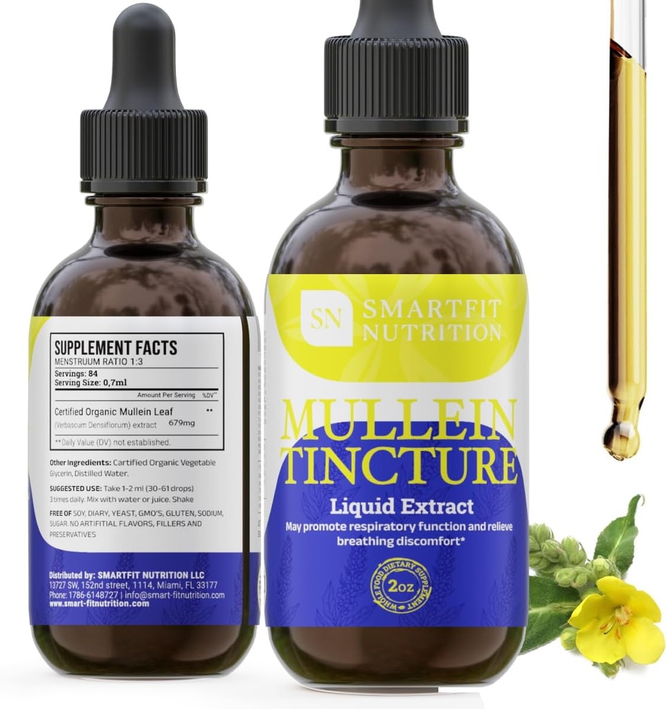 Mullein Blatt Extrakt - Mullein Drops - Lung Cleanse - Ergänzung für Atemsystem Unterstützung & Gesunde Schleimhäute - Verbascum Densiflorum - 2 Unzen