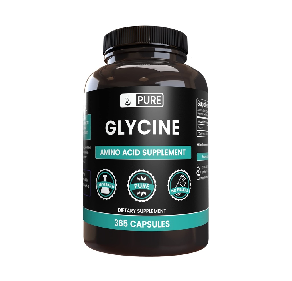 Ingrédients originaux purs Glycine (365 Capsules) Pas de Magnésium ou de Rice Filters, Toujours Pure, Verified Lab