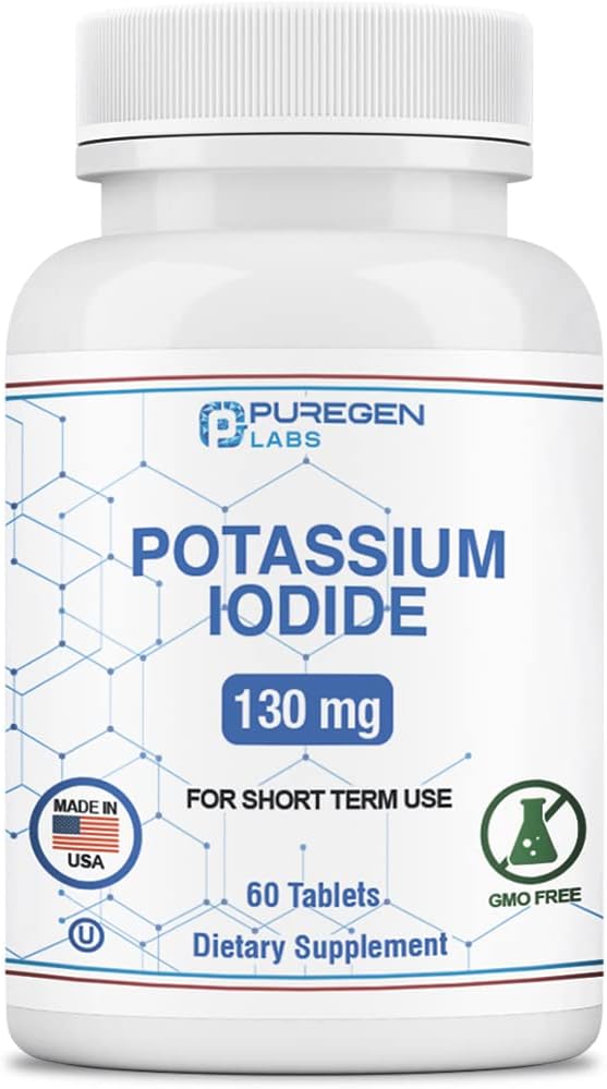 Kalium-Iodid Tabletten 130 mg Kosher Iodine Tabletten, Schilddrüsenunterstützung – 60 Tabletten