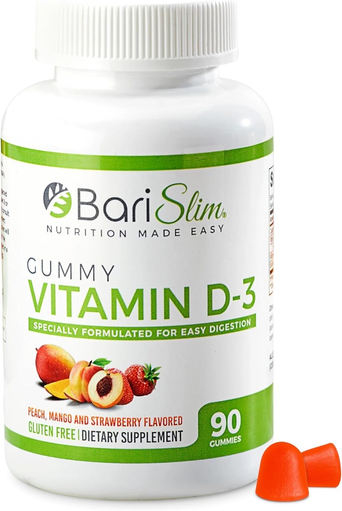 BariSlim Bariatric Vitamin D-3 Gummis - Speziell geformte Gummy Vitamin für Patienten Nach Gewichtsverlust Chirurgie - Einfach zu digest und große Verkostung Frucht Flavors | 90 Fruchtkauen