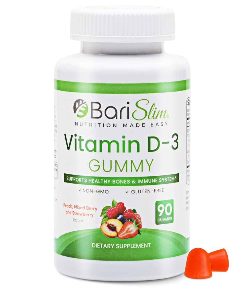 BariSlim Bariatric Vitamin D-3 Gummis - Speziell geformte Gummy Vitamin für Patienten Nach Gewichtsverlust Chirurgie - Einfach zu digest und große Verkostung Frucht Flavors | 90 Fruchtkauen