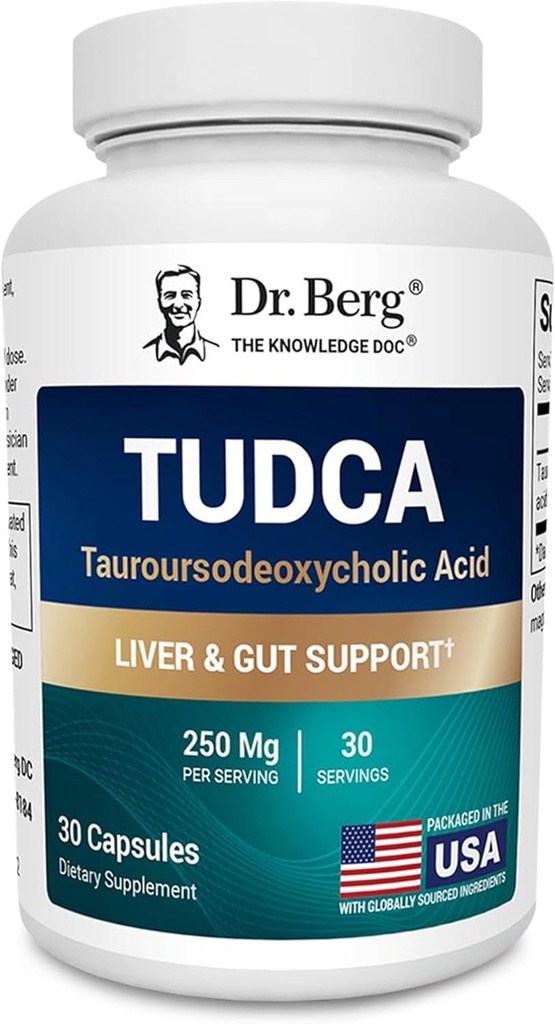 Dr. Berg TUDCA Supplement (Tauroursodeoxycholsäure) - Leistungsfähige Formel für Lebergesundheit, Bile Flow, Gallenblase Unterstützung und Verdauungsgesundheit* - 30 Kapseln