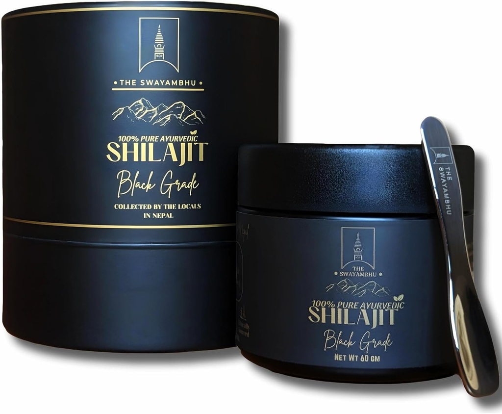 SHILAJIT 100% pur Népalais Himalayen SHILAJIT Résine - Supplément ayurvédique de grade noir, Miel infusé, Harvesté à la main, Testé en laboratoire, 60g (150 portions), végétalien, biologique, sans gluten