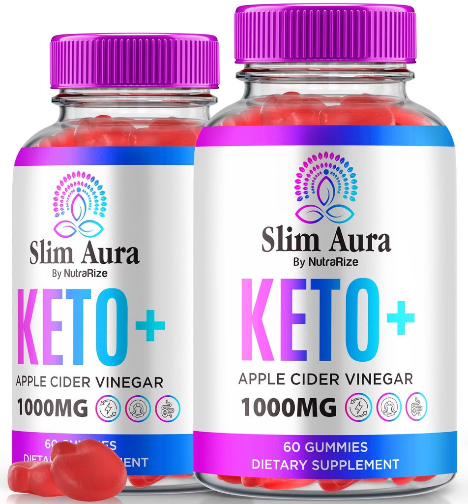 (2 Pack) Slim Aura Keto ACV Gummis, Offizielle Slim Aura Keto Gummis für Weight Loss, Natural Keto Plus Apfel Cider Essig Gummy, Premium Keto+ACV Formel, SlimAura ACV Keto Gomitas (120 Gummies)