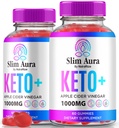 (2 Pack) Slim Aura Keto ACV Gummis, Offizielle Slim Aura Keto Gummis für Weight Loss, Natural Keto Plus Apfel Cider Essig Gummy, Premium Keto+ACV Formel, SlimAura ACV Keto Gomitas (120 Gummies)