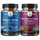 Bundle of Water Away Fluid Retention mit Dandelion Blatt Extrakt & Grüner Tee für Bloating Relief und hohe Stärke Hawthorn Berry Kapseln mit Blatt & Blumen Extrakt 4:1 für gesunde Herz & Verdauung