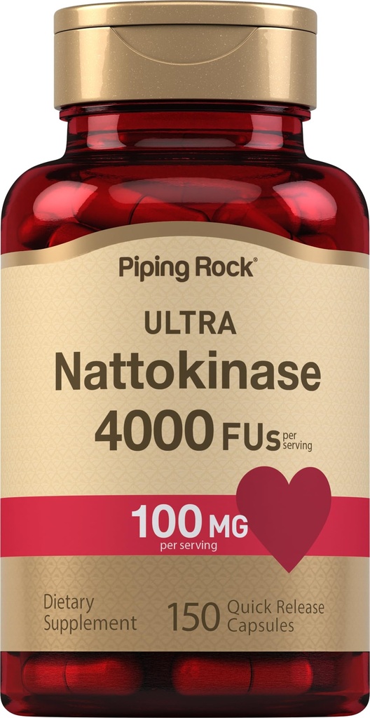 Piping Rock Nattokinase Supplement 4000 FU | 100mg | 150 Kapseln | Nicht-GVO, glutenfrei