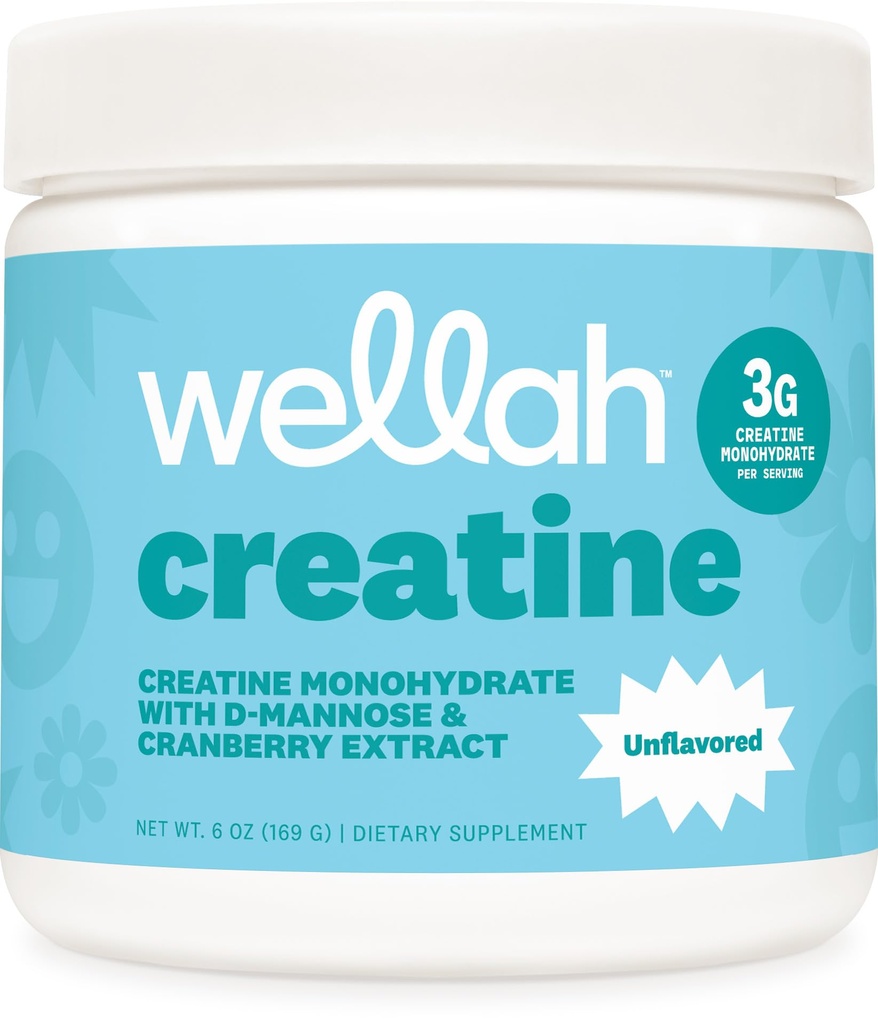La créatine de Wellah pour les femmes (50 portions non aromatisées) - Monohydrate de créatine avec extrait de dandelion et canneberge