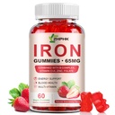 Eisen-Ergänzungsgummis, 65mg Eisen und 250mg Vitamin C für Frauen Männer Kinder, Natürliche Vegan Eisen Gummy mit Vitamin A, B-Komplex, Biotin, Zink & Schaum Energie Unterstützung & Immun Gesundheit, 60 Gummi