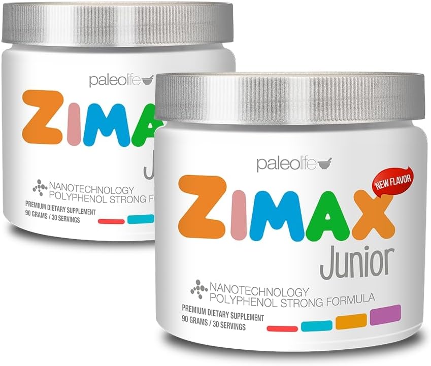 ZIMAX Junior Super Antioxidant für Kinder und Jugendliche zwischen 4 und 16 Jahren, 100% natürlich mit Vitamin C, Magnesium, Vitamin D3,Curcumin, Ingwer und Mineralien
