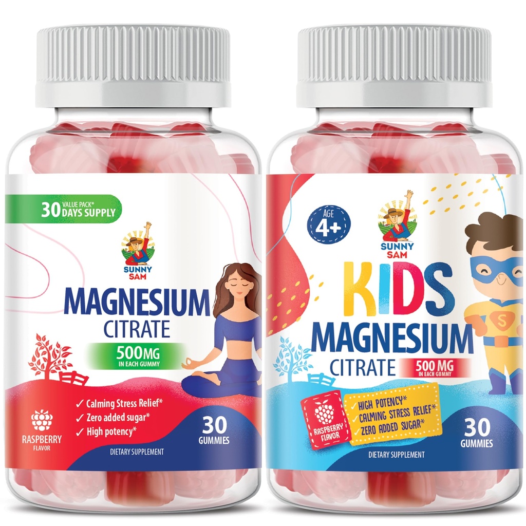 Magnesiumgummis für Kinder - 500mg und Magnesiumgummis für Erwachsene - 500mg .Calm Magnesium Kaugummis - Magnesium Citrat Kaubare Ergänzung für Mood & Muskelunterstützung